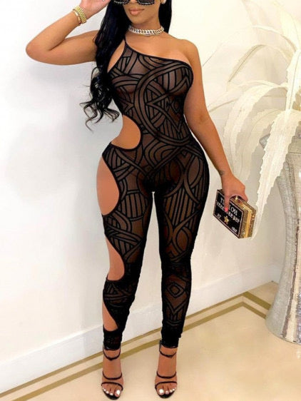 black blockout seethru one piece